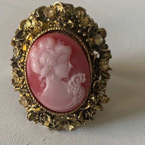 Cameo ring pinkish orange and gold - Picture 4 of 10